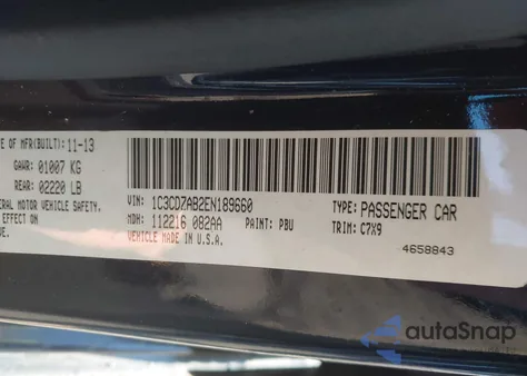 2014 Dodge Avenger Se from USA, damaged, VIN 1C3CDZAB2EN189660